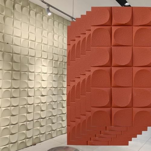 3D-Dekorative Wandverkleidung For Den Innenbereich, Wasserdichte Wandverkleidungsplatten Mit Ziegeleffekt, Dekorative PU-Strukturtapeten For Küche/Schlafzimmer/Wohnzimmer(Red,6pcs) von QIANMEI