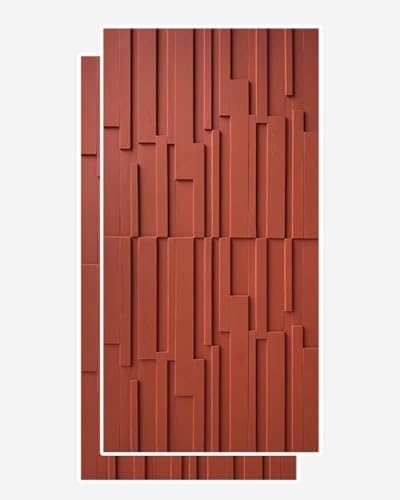 3D-PU-Wandpaneele, Kunstmosaikpaneele, Wanddekorationsverkleidung For Gaming-Raum-TV-Hintergrund, Raumzement-Texturpaneele, Dekorative Mittelalterliche Fliesen(Red,2pcs) von QIANMEI