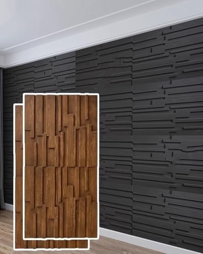 3D-Wandpaneele For Die Inneneinrichtung, Konkav-konvexe Oberfläche, PU-Platte, Akustische Wandverkleidung For Küche, Bad, Balkon, Schlafzimmer, Wohnzimmer(Brown,2pcs) von QIANMEI