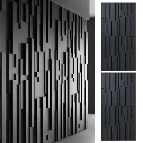 3D-Wandverkleidungsplatten For Wohnzimmer, Flur Und Treppen, Wasserdichte, Zuschneidbare PU-Wandplatten, 60 × 120 Cm Große Holzmaserungsstrukturplatte Mit Ziegeltapete(Black) von QIANMEI
