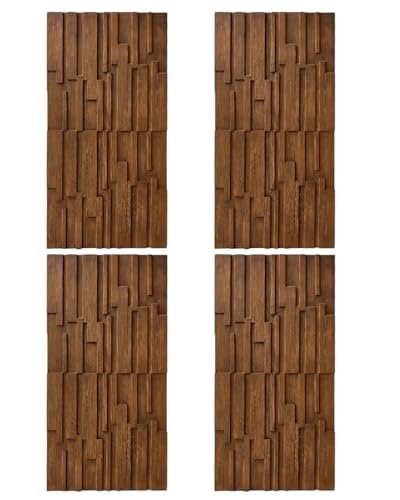 3D-Wandverkleidungsplatten Im Lamellendesign, 24 Zoll Breite, Kunstwandplatten For Innenwanddekoration, Wohnzimmer, Fernsehhintergrund, Wandakzentverkleidung(Brown,4pcs) von QIANMEI