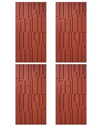 3D-Wandverkleidungsplatten Im Lamellendesign, 24 Zoll Breite, Kunstwandplatten For Innenwanddekoration, Wohnzimmer, Fernsehhintergrund, Wandakzentverkleidung(Red,4pcs) von QIANMEI