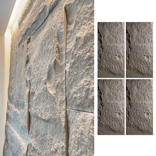 3D-dekorative Wandverkleidung For Den Innen- Und Außenbereich, Moderne Kunststein-PU-Ziegel-Tapeten-Wandverkleidungsplatten, Kunststeinplatte For Die Wand(Brown,4pcs) von QIANMEI
