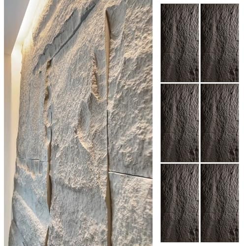 3D-dekorative Wandverkleidung For Den Innen- Und Außenbereich, Moderne Kunststein-PU-Ziegel-Tapeten-Wandverkleidungsplatten, Kunststeinplatte For Die Wand(Brown,6pcs) von QIANMEI