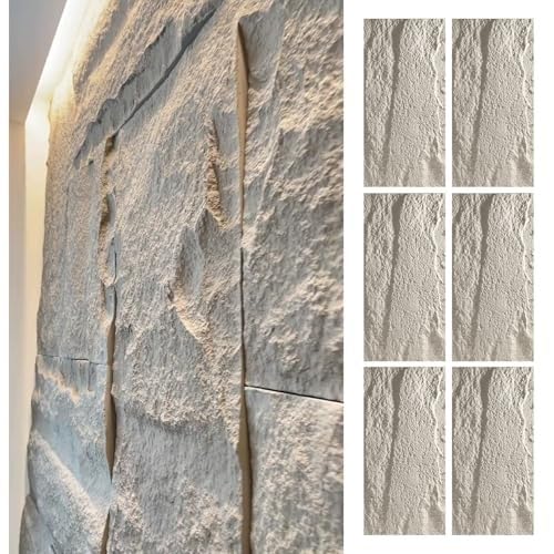 3D-dekorative Wandverkleidung For Den Innen- Und Außenbereich, Moderne Kunststein-PU-Ziegel-Tapeten-Wandverkleidungsplatten, Kunststeinplatte For Die Wand(Light Gray 1,6pcs) von QIANMEI