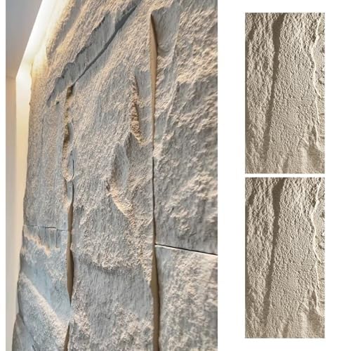 3D-dekorative Wandverkleidung For Den Innen- Und Außenbereich, Moderne Kunststein-PU-Ziegel-Tapeten-Wandverkleidungsplatten, Kunststeinplatte For Die Wand(Light Gray 2,2pcs) von QIANMEI