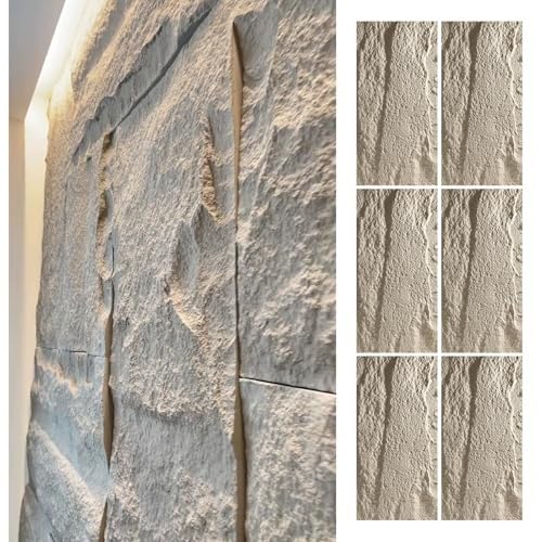 3D-dekorative Wandverkleidung For Den Innen- Und Außenbereich, Moderne Kunststein-PU-Ziegel-Tapeten-Wandverkleidungsplatten, Kunststeinplatte For Die Wand(Light Gray 2,6pcs) von QIANMEI