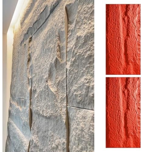 3D-dekorative Wandverkleidung For Den Innen- Und Außenbereich, Moderne Kunststein-PU-Ziegel-Tapeten-Wandverkleidungsplatten, Kunststeinplatte For Die Wand(Red,2pcs) von QIANMEI