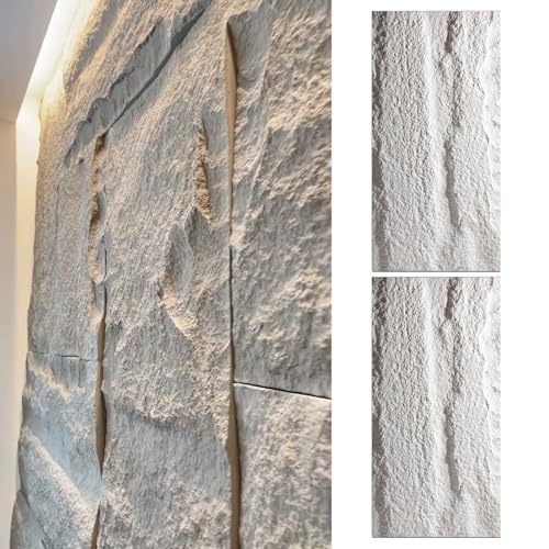 3D-dekorative Wandverkleidung For Den Innen- Und Außenbereich, Moderne Kunststein-PU-Ziegel-Tapeten-Wandverkleidungsplatten, Kunststeinplatte For Die Wand(White,2pcs) von QIANMEI