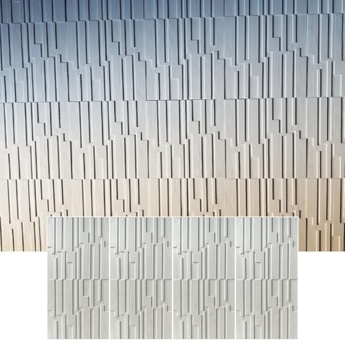 4 Stück Wandpaneele 3D-Holzmaserung PU-Paneele, Dekorative Wandstrukturpaneele For Die Innen- Und Außenwanddekoration, Leicht, Flexibel, Wasserdicht, Feuerfest(White) von QIANMEI