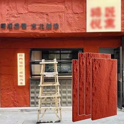 4er-Pack Kunststein-Wandverkleidungen For Den Innen- Und Außenbereich, 2 X 4 Fuß, Wasserdichte Wandpaneele Mit 3D-Effekt, Strukturierte Tapete, Verkleidung For Küche Und Badezimmer(Red) von QIANMEI