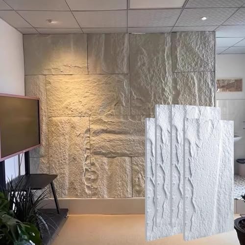 4er-Pack Kunststein-Wandverkleidungen For Den Innen- Und Außenbereich, 2 X 4 Fuß, Wasserdichte Wandpaneele Mit 3D-Effekt, Strukturierte Tapete, Verkleidung For Küche Und Badezimmer(White) von QIANMEI