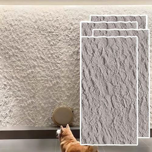 Dekorative 3D-Wandpaneele Aus Kunststein, 6er-/4er-/2er-Packung Trockenbauplatten, Wasserdichtes Steinfurnier For Küche, Bad, Balkon, Schlafzimmer, Wohnzimmer(Gray2,4PCS) von QIANMEI