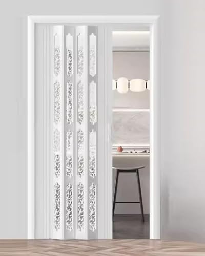 Falttüren Innentüren Faltschiebetür, Magnetische Ziehharmonika-Tür Mit Leisen Riemenscheiben, Einziehbare Schiebetür For Raumteiler, PVC + Acryl,(73x80in (185.5x203cm)) von QIANMEI