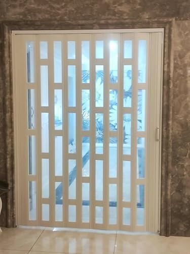 Falttüren Innentüren Falttür Aus PVC-Ziehharmonika-Akkordeon, Aufrollbarer Raumteiler, Schiebetür, Transparente Acrylplatte/magnetischer Türpfosten/leise Und Glatte Rolle(WxH 52x80in(131x203cm)) von QIANMEI