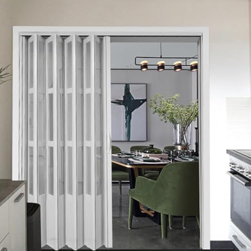 Falttüren Innentüren Transparente Acryl-Falttür, Einfache Ziehharmonika-Schiebetür, Weißer Rollladen-Raumteiler, Geeignet For Küche, Badezimmer, Zimmer(WxH 29x80in(73.5x203cm)) von QIANMEI