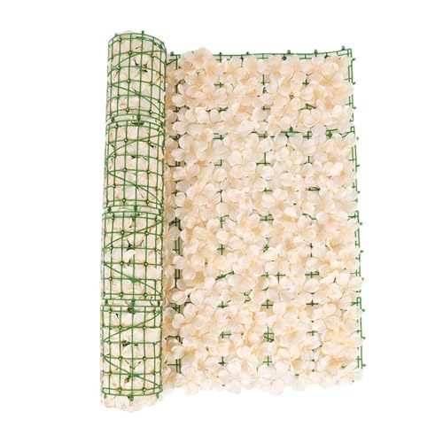 QIANMEI Künstliche Garten Sichtschutz Künstliche Blumenzaundekoration for Den Außenbereich, Künstlicher Kirschblütenzaun, Sichtschutzwand for Den Garten, Blumendekoration,(Champagne 0.5 * 3m) von QIANMEI