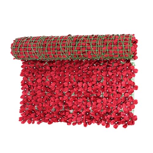 QIANMEI Künstliche Garten Sichtschutz Künstliche Blumenzaundekoration for Den Außenbereich, Künstlicher Kirschblütenzaun, Sichtschutzwand for Den Garten, Blumendekoration,(Red 1 * 3m) von QIANMEI