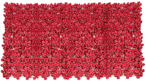 QIANMEI Künstliche Garten Sichtschutz Künstlicher Blumenzaun, Erweiterbarer Künstlicher Pflanzengarten-Sichtschutzzaun, Dekorative Künstliche Heckenplatten for Den Außenbereich,(Red,0.5 x 3 M) von QIANMEI