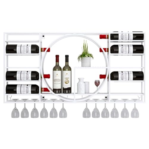 QIANMEI Wandmontiertes Weinregal Mit Stielglasregal, Modernes Metalldisplay for Zuhause, Restaurant, Bars, Küche, Schwebende Regaleinheit(Color:White,Size:100x52x11cm/39.4x20.5x4.3in) von QIANMEI