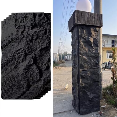 Wandverkleidung Mit Kunststeinstruktur, Moderne 3D-Wandkunst-Beschichtungsplatten, DIY-Wandverkleidung For Den Innen- Und Außenbereich, Wasserdichte PU-Textur-Tapete, Form, Dekorativ(Black,5pcs) von QIANMEI