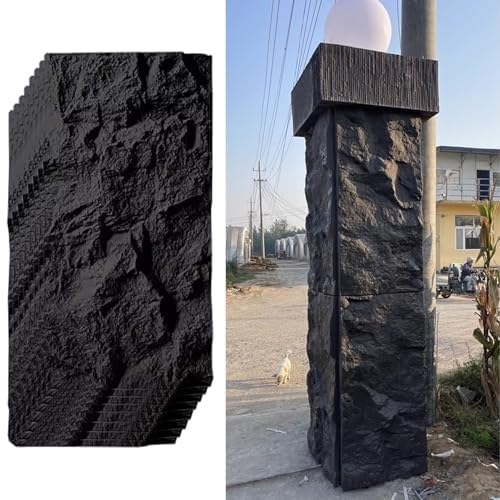 Wandverkleidung Mit Kunststeinstruktur, Moderne 3D-Wandkunst-Beschichtungsplatten, DIY-Wandverkleidung For Den Innen- Und Außenbereich, Wasserdichte PU-Textur-Tapete, Form, Dekorativ(Black,8pcs) von QIANMEI