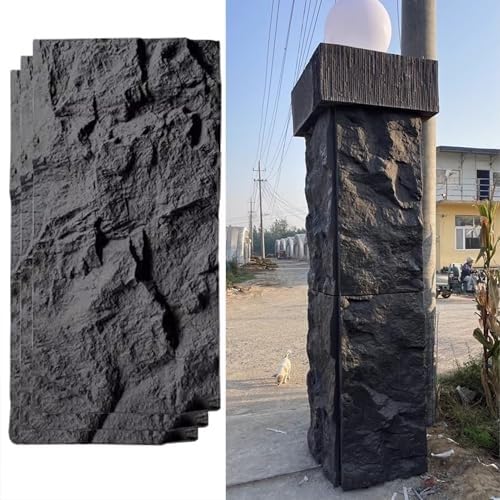 Wandverkleidung Mit Kunststeinstruktur, Moderne 3D-Wandkunst-Beschichtungsplatten, DIY-Wandverkleidung For Den Innen- Und Außenbereich, Wasserdichte PU-Textur-Tapete, Form, Dekorativ(Black 2,3pcs) von QIANMEI