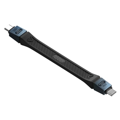 QIANRENON 80Gbps USB4.0 C Flach Kurzes Kabel PD240W USB Typ C 4.0 Stecker auf Stecker Volle Funktion Schnell Ladung Daten Soft Kabel 48V/5A 8K@60Hz,für Thunderbolt 5 Smartphone Power Bank,13cm/5.1in von QIANRENON
