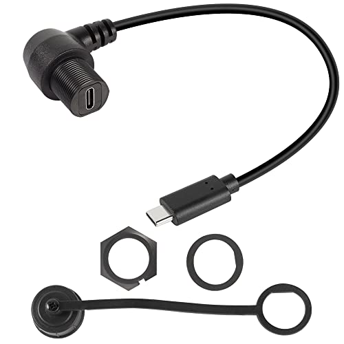 QIANRENON 90 Grad Winkel USB C 3.1 Panel Flush Wasserdichtes Kabel 10 Gbps Typ C 3.1 Stecker auf rechtwinklige Buchse Verlängerungskabel, Gewinde Fixierung auf Armaturenbrett oder Panel, 30 cm QIANRENON 90 Grad Winkel USB C 3.1 Panel Flush Wasserdichtes Kabel 10 Gbps Typ C 3.1 Stecker auf rechtwinklige Buchse Verlängerungskabel, Gewinde Fixierung auf Armaturenbrett oder Panel, 30 cm von QIANRENON