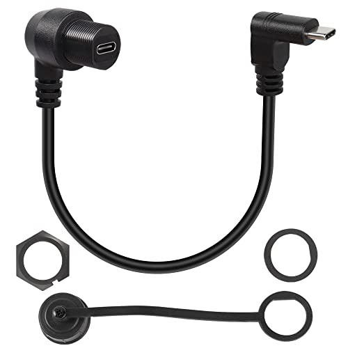 QIANRENON 90 Grad Winkel USB C 3.1 Panel Flush Wasserdichtes Kabel 10 Gbps Type C 3.1 rechtwinkliger Stecker auf rechtwinklige Buchse Verlängerungskabel, Gewinde Fixierung Armaturenbrett Panel,30 cm QIANRENON 90 Grad Winkel USB C 3.1 Panel Flush Wasserdichtes Kabel 10 Gbps Type C 3.1 rechtwinkliger Stecker auf rechtwinklige Buchse Verlängerungskabel, Gewinde Fixierung Armaturenbrett Panel,30 cm von QIANRENON