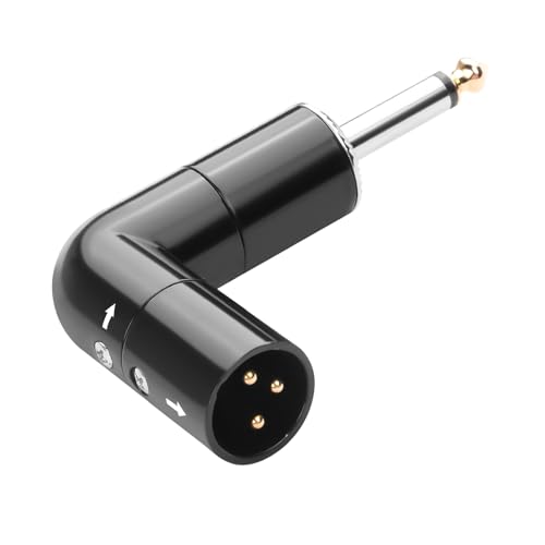 QIANRENON Einstellbarer 90° Winkel XLR auf TS 6.35mm Unsymmetrischer Mikrofon Adapter 3Pin-XLR Stecker auf 1/4 TS Stecker Mono Rechter Winkel Anschluss Xlr Richtung 360° ändern, für Gitarre Mischpult QIANRENON Einstellbarer 90° Winkel XLR auf TS 6.35mm Unsymmetrischer Mikrofon Adapter 3Pin-XLR Stecker auf 1/4 TS Stecker Mono Rechter Winkel Anschluss Xlr Richtung 360° ändern, für Gitarre Mischpult von QIANRENON