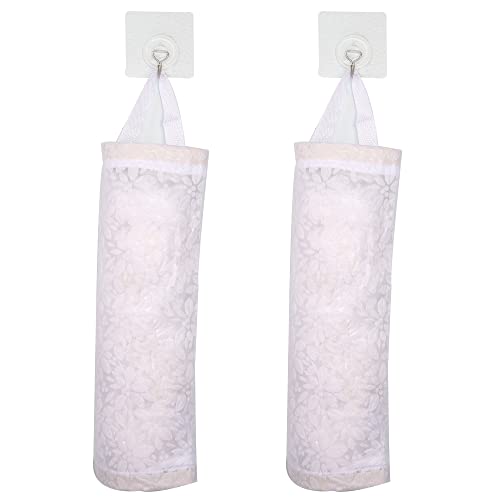 QIANRENON Kunststoff-Müllbeutelhalter für Küche, Lebensmittel, waschbar, Wandhalterung, faltbar, Aufbewahrungstasche für Küche, Badezimmer, Wohnzimmer, Büro, Camper, 2 Stück mit 2 Haken, bedruckt von QIANRENON
