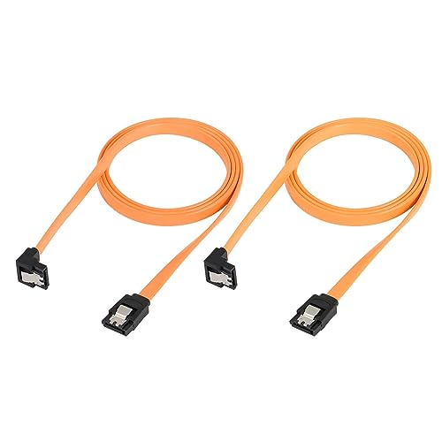 QIANRENON 1m SATA Festplatte Kabel adapter 6Gbps 90 Grad Winkel SATA Ⅲ Date kabel SATA 3.0 Verlängerungskabel, für SATA-Festplatten HDD SSD CD-Treiber Gelb, 3.2ft, 2 Stück von QIANRENON