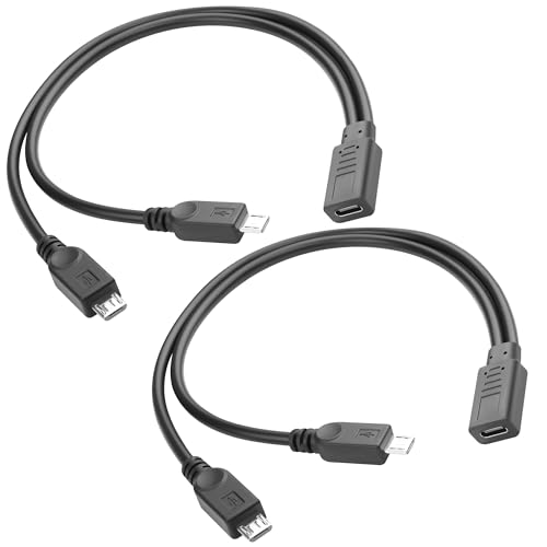 QIANRENON USB C auf 2 Micro USB 1 in 2 Splitter Aufladen Kurz Kabel 5V3A USB Type C Buchse auf Dual Micro USB Stecker Y Form Anschluss Extender Kabel, Kann Nicht Daten übertragen, 30cm/11.8in, 2Pcs QIANRENON USB C auf 2 Micro USB 1 in 2 Splitter Aufladen Kurz Kabel 5V3A USB Type C Buchse auf Dual Micro USB Stecker Y Form Anschluss Extender Kabel, Kann Nicht Daten übertragen, 30cm/11.8in, 2Pcs von QIANRENON
