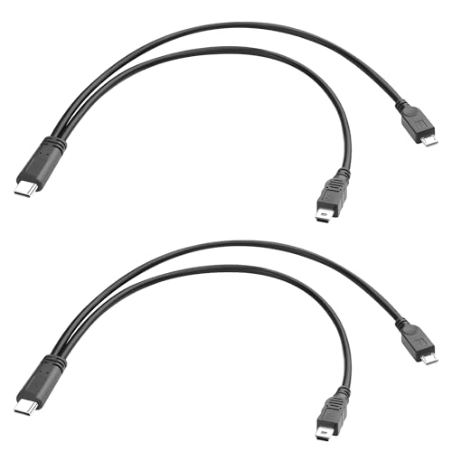 QIANRENON USB C auf Micro USB & Mini USB 1 to 2 Kurzes Ladekabel 5V 3A USB Typ C Stecker auf Micro USB + Mini USB Stecker Splitter Anschluss Aufladen Kabel, Kein Datentransfer, 30cm/11.8in, 2Pcs QIANRENON USB C auf Micro USB & Mini USB 1 to 2 Kurzes Ladekabel 5V 3A USB Typ C Stecker auf Micro USB + Mini USB Stecker Splitter Anschluss Aufladen Kabel, Kein Datentransfer, 30cm/11.8in, 2Pcs von QIANRENON