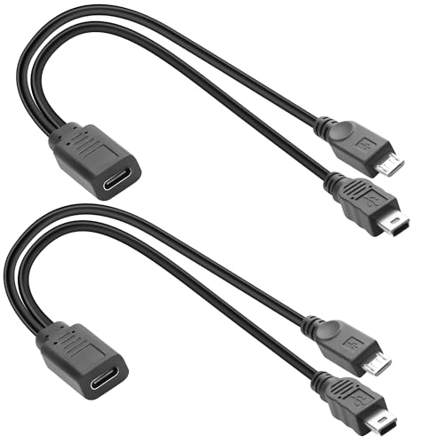 QIANRENON USB C auf Micro USB & Mini USB Splitter Aufladen Kurz Kabel 5V3A USB Type C Buchse auf Micro USB + Mini USB Stecker 1 in 2 Anschluss Ladekabel, Keine Datentransfer, 30cm/11.8in, 2Pcs QIANRENON USB C auf Micro USB & Mini USB Splitter Aufladen Kurz Kabel 5V3A USB Type C Buchse auf Micro USB + Mini USB Stecker 1 in 2 Anschluss Ladekabel, Keine Datentransfer, 30cm/11.8in, 2Pcs von QIANRENON
