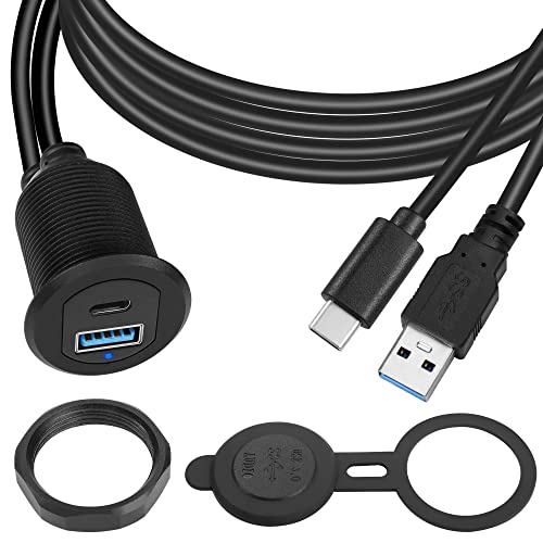 QIANRENON USB C & USB 3.0 Gewinde Befestigung Eingebettet Auto wasserdichte Kabel 5Gbps USB3.0 & USB C Panel Montage Verlängerungskabel, LED Licht, Al-Gehäuse, für Auto Boot Motorrad, 2m/6.5ft QIANRENON USB C & USB 3.0 Gewinde Befestigung Eingebettet Auto wasserdichte Kabel 5Gbps USB3.0 & USB C Panel Montage Verlängerungskabel, LED Licht, Al-Gehäuse, für Auto Boot Motorrad, 2m/6.5ft von QIANRENON
