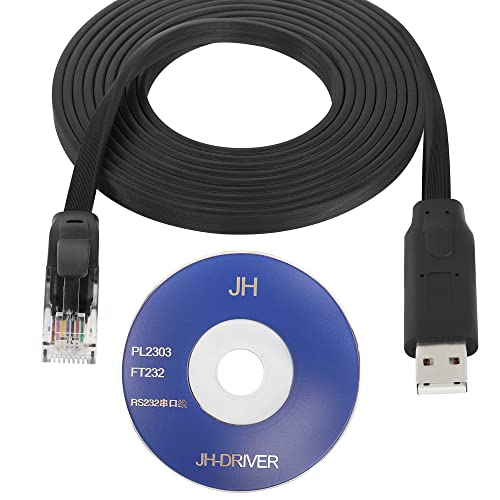 QIANRENON USB-Konsolenkabel, USB A auf RJ45, Netzwerkgerät, Konsole, Debug-Kabel, FT232 Chip, TTL-Level 0V-5V, mit dem Treiber-Disc-Switch, Router, Firewall-Server, 3 m von QIANRENON