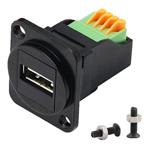 QIANRENON USB2.0 Panel Montage Adapter USB 2.0 Buchse auf 4 Pin Crimpanschluss Lötfreier Stecker Anschluss USB2.0 Daten Ladebuchsen-Modul, für Erweiterung von USB 2.0 von QIANRENON