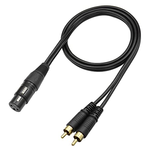 QIANRENON XLR Female to Dual RCA Male Stereo Splitter Cable 3-Pin XLR to 2 RCA mono Y Splitter Conversion Extension Audio Cable,For Mixer Amplifier KTV equipment Audio,1m/3.2ft von QIANRENON