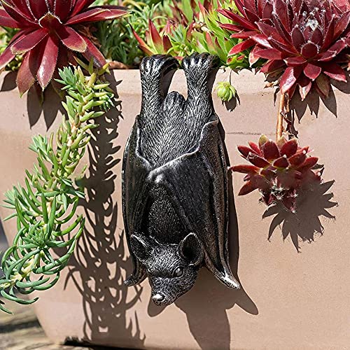 Helloween Fledermaus Statue Gartendekor Blumentopf Hugger Harz Blumentopf und Vase Hugger Blumentopf Aufhänger Hängende Fledermausfiguren Rasenskulpturen Outdoor Ornamente Home Office Dekoration von QIANSHENG