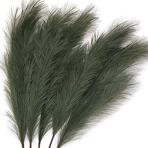 120cm Artificial Pampas Grass Bouquet DIY Vase New Year Holiday Wedding Party Home Decoration Plant Simulation Flower Reed(5pcs) (Grün) von QIANYUN