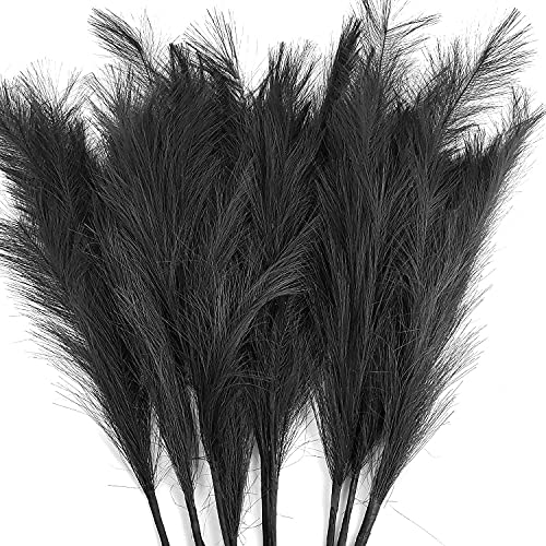 120cm Artificial Pampas Grass Bouquet DIY Vase New Year Holiday Wedding Party Home Decoration Plant Simulation Flower Reed(5pcs) (schwarz) von QIANYUN