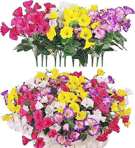 QIANYUN Künstliche Blumen für den Außenbereich, UV-beständig, künstliche Stiefmütterchen, Kunststoff, lose Kunstblumen, für den Außenbereich (12, Weiß 3, Rosa, 3, Gelb, 3, Rot, 3) von QIANYUN