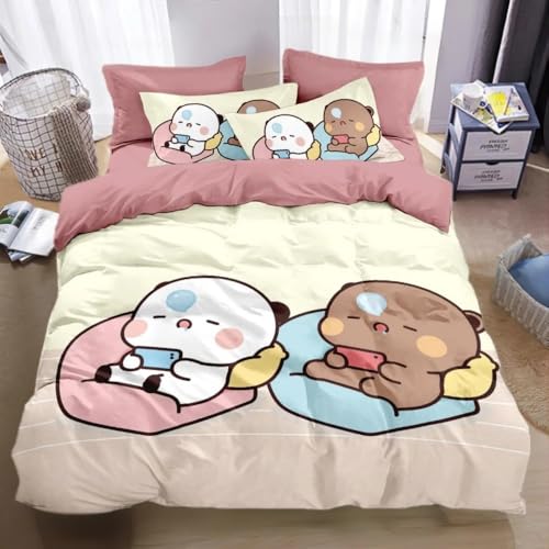 Cartoon Dudu Bubu Bettwäsche 135x200cm Zuhause Mikrofaser Bettbezug Kissenbezug Single für Jungen Mädchen Geschenk (a,v,240x220cm+80x80cm) von QIAOLA