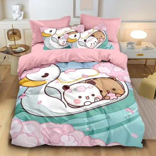 Cartoon Dudu Bubu Bettwäsche 135x200cm Zuhause Mikrofaser Bettbezug Kissenbezug Single für Jungen Mädchen Geschenk (b,v,135x200cm+80x80cm) von QIAOLA