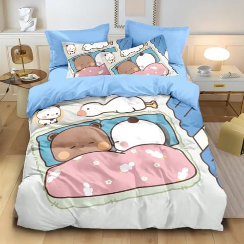 Cartoon Dudu Bubu Bettwäsche 135x200cm Zuhause Mikrofaser Bettbezug Kissenbezug Single für Jungen Mädchen Geschenk (c,v,135x200cm+80x80cm) von QIAOLA