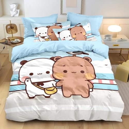 Cartoon Dudu Bubu Bettwäsche 135x200cm Zuhause Mikrofaser Bettbezug Kissenbezug Single für Jungen Mädchen Geschenk (d,v,135x200cm+75x50cm) von QIAOLA