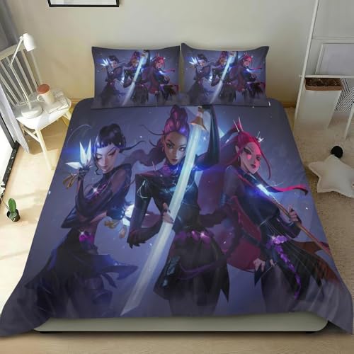 QIAOLA Anime Bettbezug Set 135x200cm Demon Hunters Mikrofaser Bettbezug Kissenbezug Bettwäsche für Jungen Mädchen Geschenk (b,v,135x200cm+80x80cm) von QIAOLA