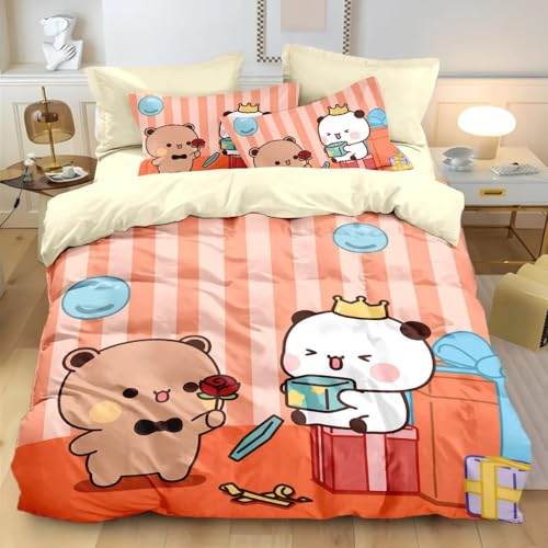 QIAOLA Süße Bubu Dudu Bettwäsche 135x200cm Mikrofaser Bettbezug mit Reißverschluss Kissenbezug (Keine Füllung) Geschenk für Jungen und Mädchen (a,v,155x220cm+80x80cm) von QIAOLA